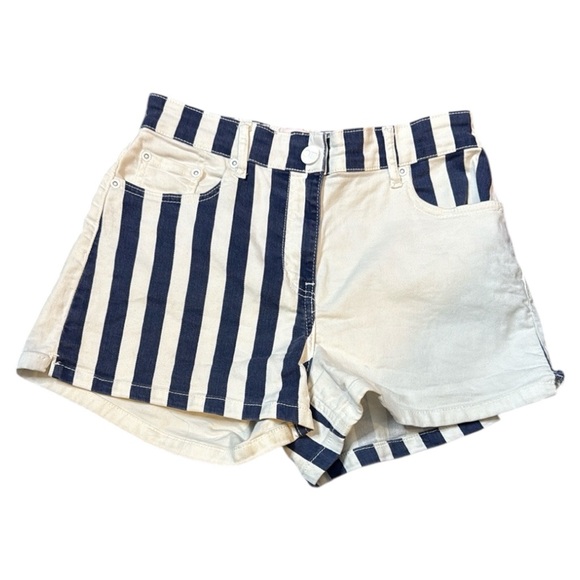 SOLID & STRIPED Pants - SOLID & STRIPED High Waist Blue and White Shorts